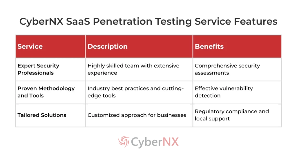 CyberNX SaaS Penetration Testing Service Features
